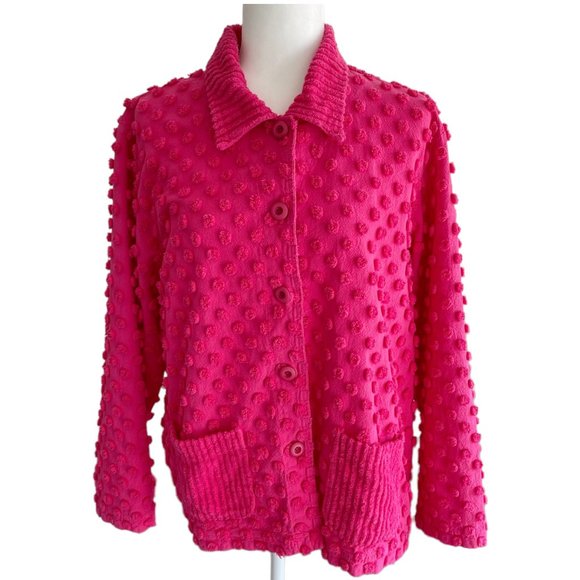 Vintage Jackets & Blazers - Vintage Button Down Blazer Jacket 100% Cotton Textured Kitschy Barbiecore